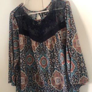 Women's Multicolor boho Aztec fall fall Patterned Top